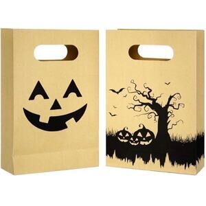 FRIDAY NIGHT Halloween Kraft Double Sided Treat Bags with Handles  72  Bags New